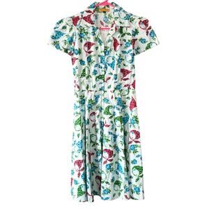 Bernie Dexter Connie Bandanna Vintage Pin Up Inspired Kelly Swing Dress Size XS